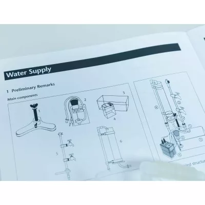 wasser-versorgung, montage-anleitung, rendering-skizze, rohrsystem, anlagenkomponenten