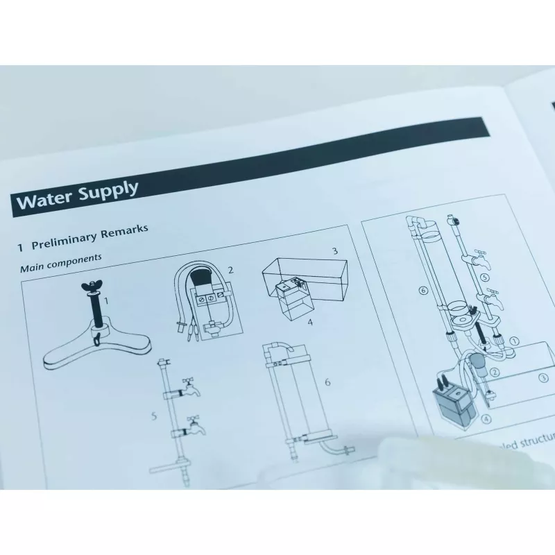wasser-versorgung, montage-anleitung, rendering-skizze, rohrsystem, anlagenkomponenten