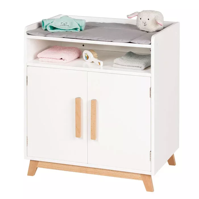Wickeltisch, Wickelkommode, Kinderzimmer Möbel, Holzbeine, weiß