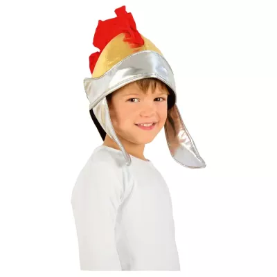 Feuerwehrhelm, Spielzeughelm, Kostüm-Accessoire, Silberner Helm, Farbiger Rostro-Kamm