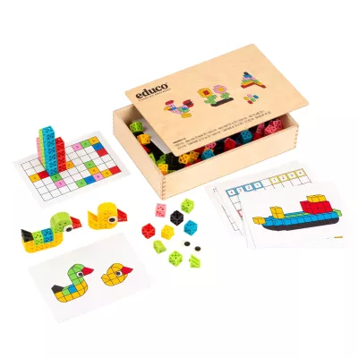 bauspielzeug, bauklötze, puzzle-blocks, holzbox, kreatives-spielzeug
