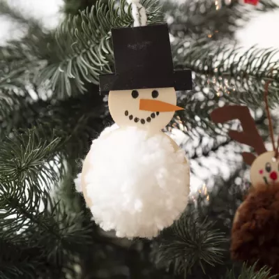 Schneemann, Papierfigur, Pompon, Laterne, Weihnachtsdeko