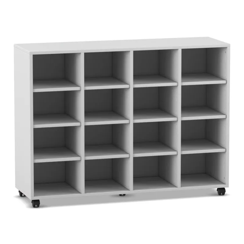 Regal, Schubladenregal, 4-Spalter, mobil, Holzoptik