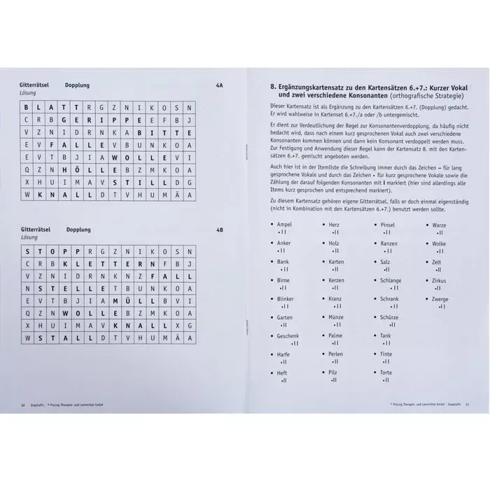 Wortgitter, Gitterrätsel, Dopplung, Kartenrätsel, Lösungen