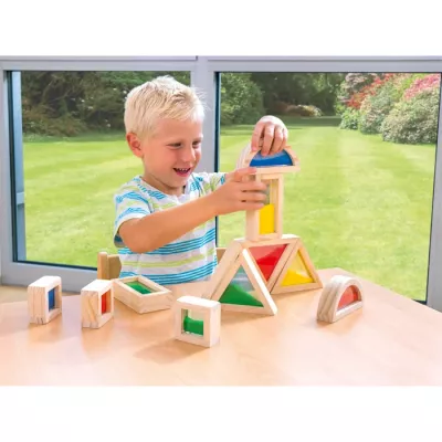 Holzspielzeug, Bausteine, Formenpuzzle, Geometrische Formen, Konstruktionsspielzeug