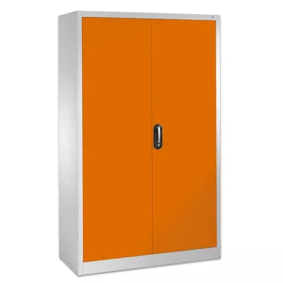 Schrank, Metall, orange, Doppeltür, Schloss