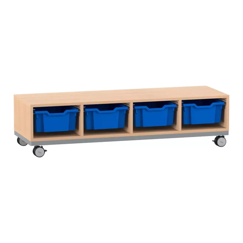 mobiler Unterschrank, Rollwagen, Kisteneinsatz, Holzunterbau, Lagerwagen