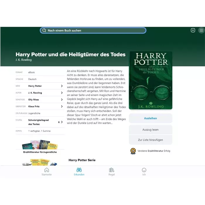 harry potter, heft, ebook, dunkelgrün, buchcover