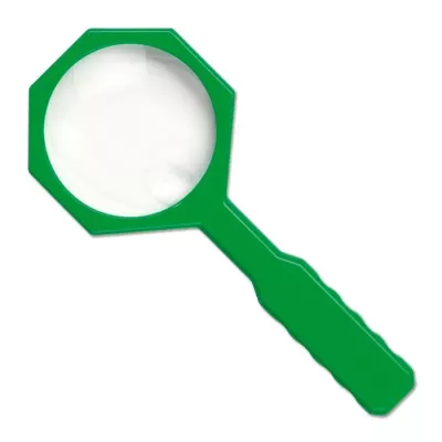 lupe, vergrößerungsglas, grünes griff, handspiegel, spiegelung