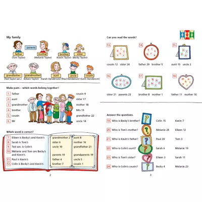 Familienbild, Illustration, Karikatur, Kinder, Arbeitsblatt