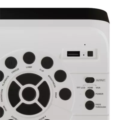 kamera, projektor, USB-port, bedienfeld, runde tasten