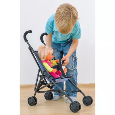 Kinderwagen, Kinderpuppe, Puppenwagen, Schwarz, Metallrahmen