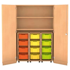 Garagenschrank, 190 x 126,4 x 60 cm, mit 3 Rollcontainern, 12 Boxen und 2 Böden