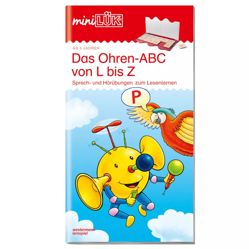 Kinderbuch, ABC, Lernen, Instrumente, Papagei