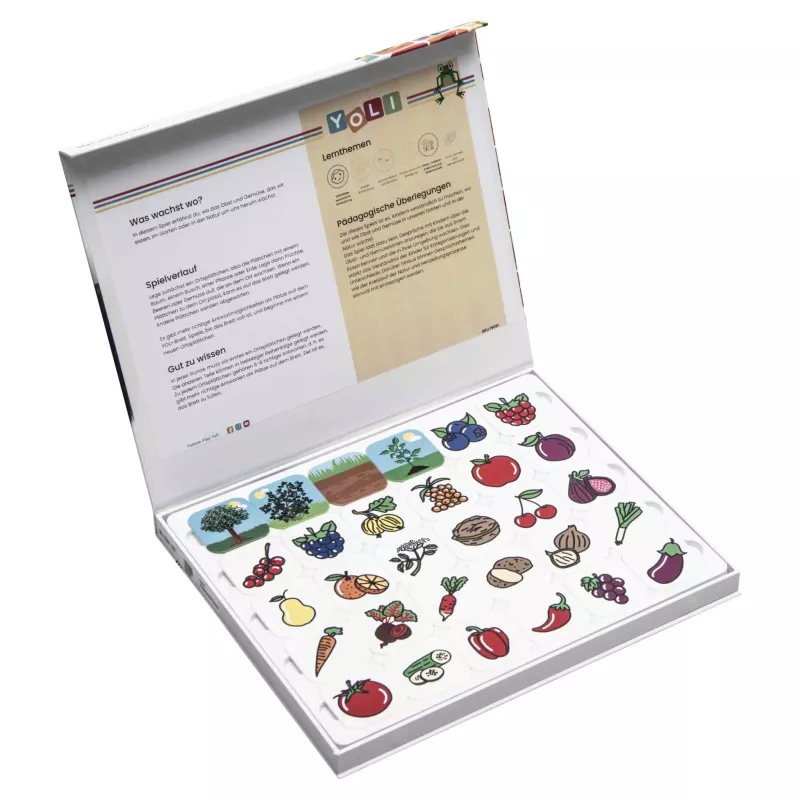 Kartenspiel, Lernspiel, Obst und Gemüse, Sticker, Pädagogisches Material