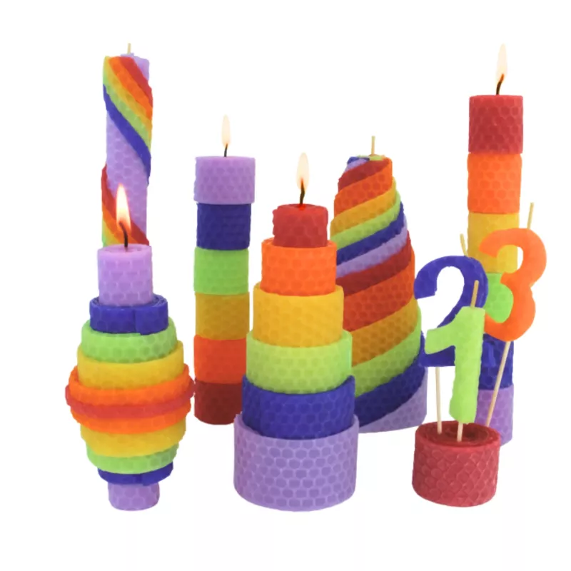kerzen, geburtstag, bunt, stapelkerzen, zahlenkerzen