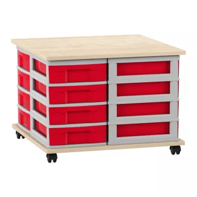 Werkbank, Rollwagen, Aufbewahrung, Schubladen, Rot