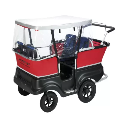 Kinderwagen, Lastenrad, Gepäckkorb, klarer Schutz, rot-schwarz