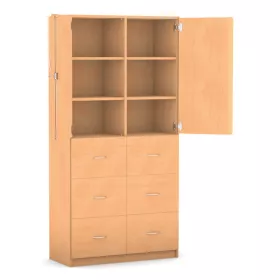 Schrank mit 6 Holzschubladen, 190 x 94,4 cm, mit Mittelwand