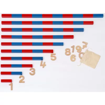 Bleistifte, Holz-Zahlen, Rot Blau Streifen, Bildungsset, Zählen Stäbe