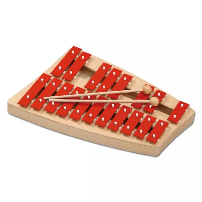 Holzspielzeug, Xylophon, Kinderinstrument, Rotes Xylophon, Schlägel
