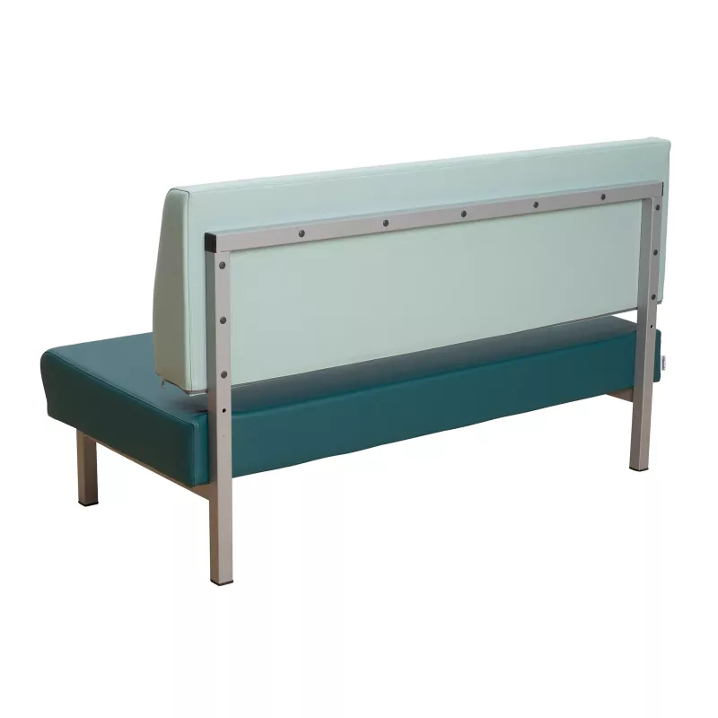 Sofa-Bank, Sitzbank, Polsterbank, Metallrahmen, Bezug mint/grün
