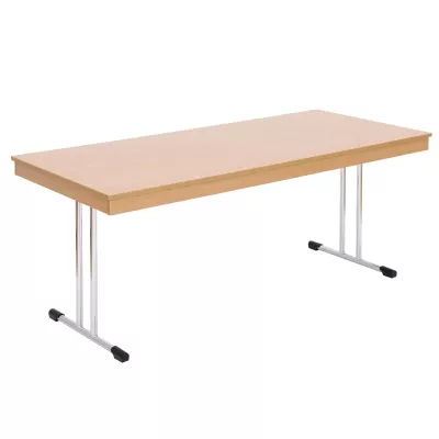 schreibtisch, holzoptik, bürotisch, metallbeine, geradeform