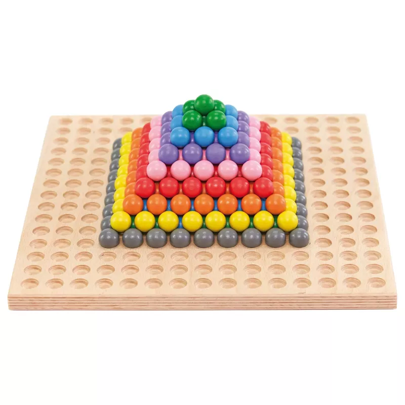 LEGO-ähnliche Bausteine, Bunte Kugeln, Holzplatte, Stapel-Mächtig, Kugel-Set