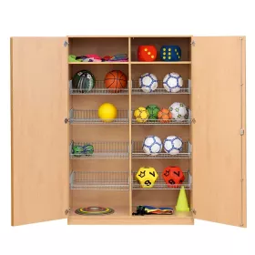 Sportschrank, 190 x 126,4 x 60 cm, mit 8 Gitterkörben und 2 Böden