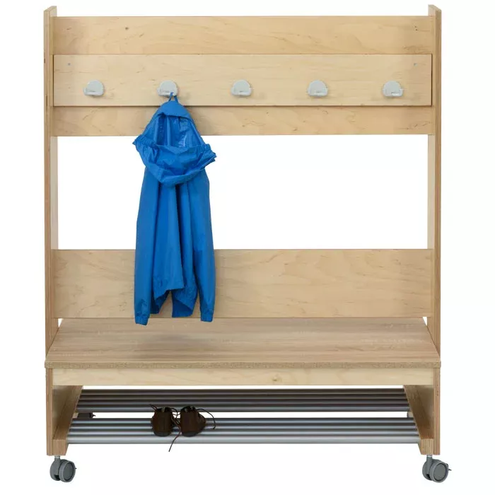 Holz-Garderobe, Garderobenständer, Kleideraufbewahrung, Schuhablage, Hakenleiste