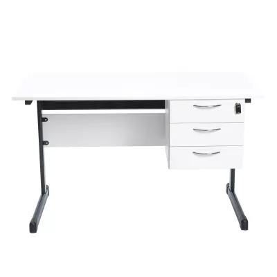 Schreibtisch, Weiß, Schubladen, Metallbeine, Arbeitsplatz