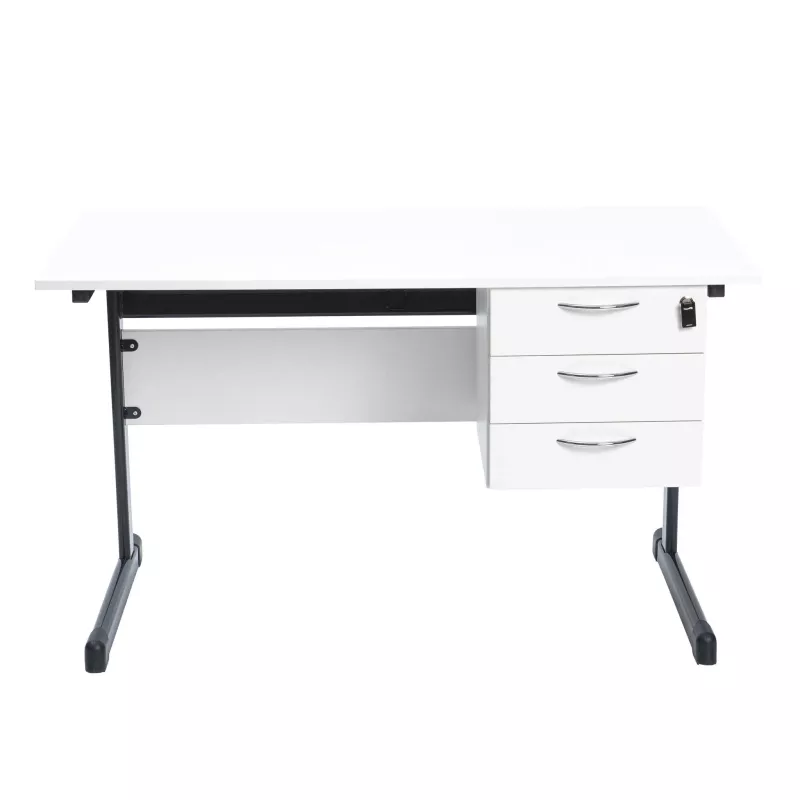 Schreibtisch, Weiß, Schubladen, Metallbeine, Arbeitsplatz