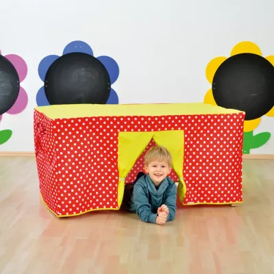 Kinderzelt, rot mit punkten, Tunnelschlupf, Spielhaus, Pavillon