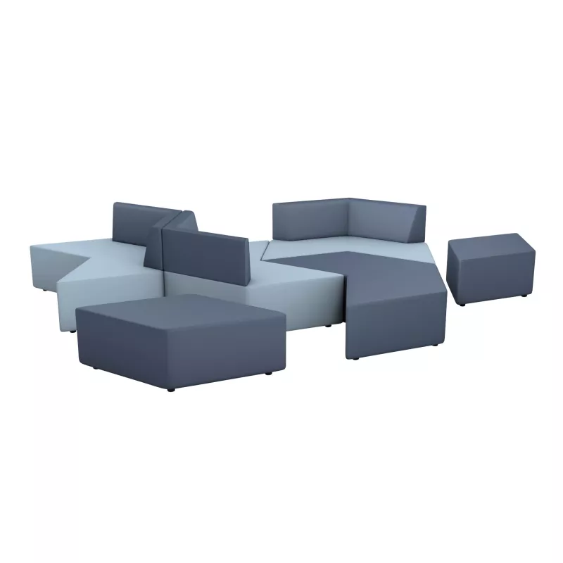 modularer sofa, Sesselgruppe, lose Kissen, bläulich-grau, Ottomane