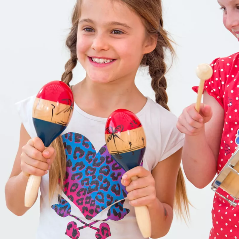 Kinder-Musikinstrumente, Maracas, Holzmaracas, Bauchige Stäbe, Spielzeugset
