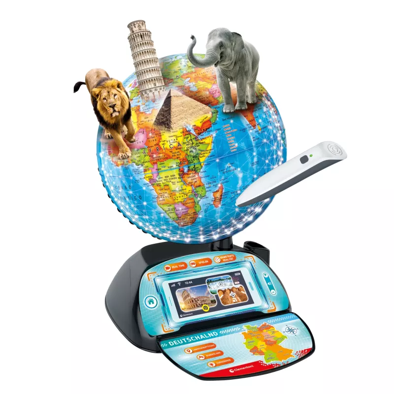 Globus, Weltkarte, Elefantenfigur, Löwe, Arm?