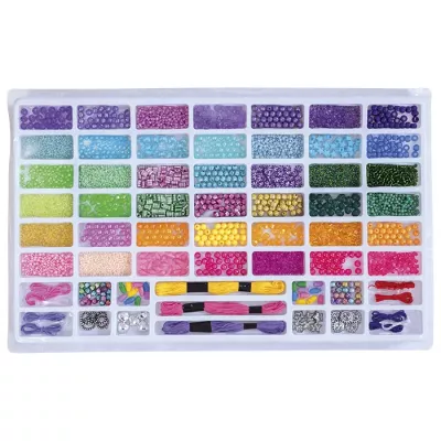 Seed beads, Bead organizer, Multicolor beads, Threading floss, Embroidery kit