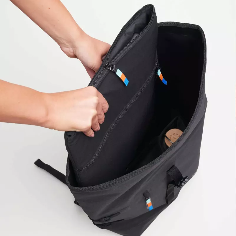 Rucksack, Laptop bag, Reißverschluss, Schwarz, Material