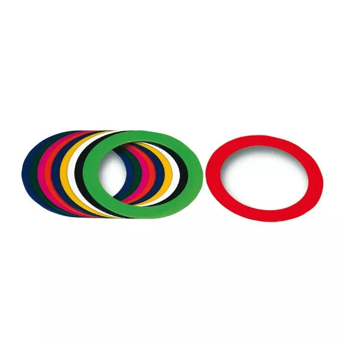 bunte Ringe, gestapelte Ringe, Silicone-Armbänder, Farbenreigen, sortiment farbiger Ringe