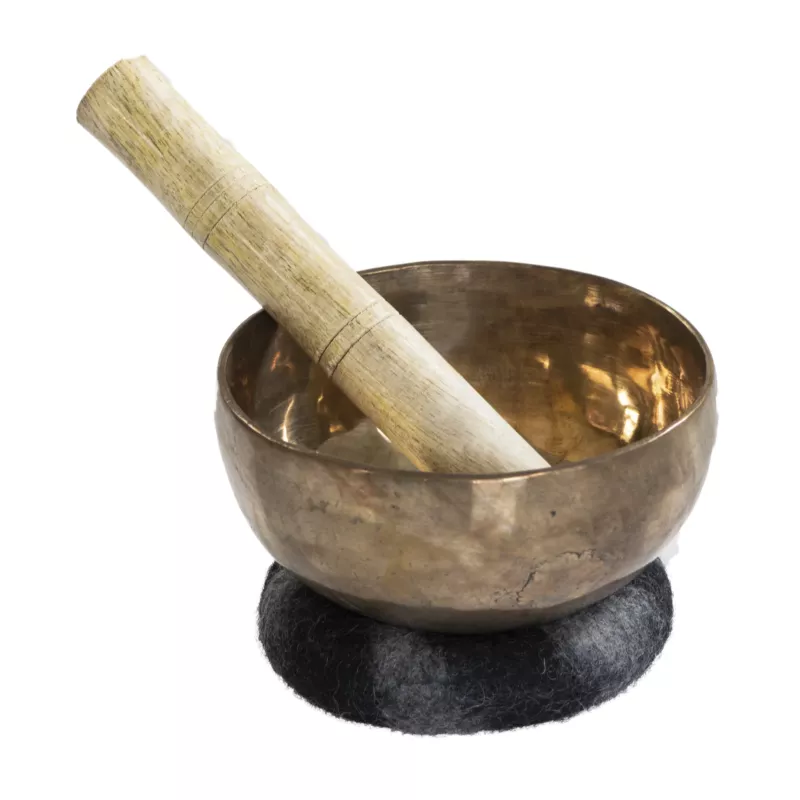 Schale aus Metall, Mörser mit Stößel, Kupfer/ Messing Schüssel, Klangbehälter, Basis aus Stein