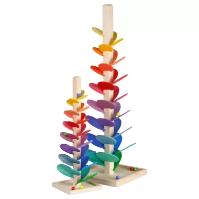 Holzspielzeug, Fädelbahn, Bausteine, farbiges Design, Kugelbausteine