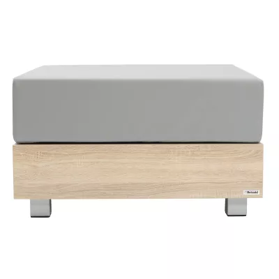 Sofa-Queue, Ottomane, Holz Sockel, Grau Kissen, Betzold Möbel