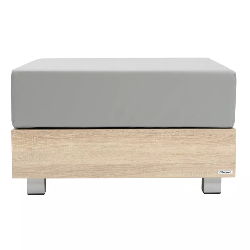 Sofa-Queue, Ottomane, Holz Sockel, Grau Kissen, Betzold Möbel