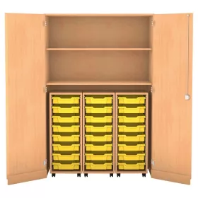 Garagenschrank, 190 x 126,4 x 60 cm, mit 3 Rollcontainern, 24 Boxen und 2 Böden