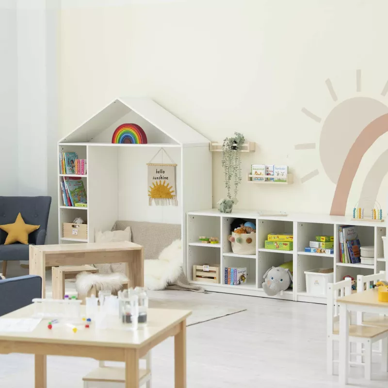 Kinderzimmer, Spielzeugregal, Bücherregal, Kindermöbel, Holzregal