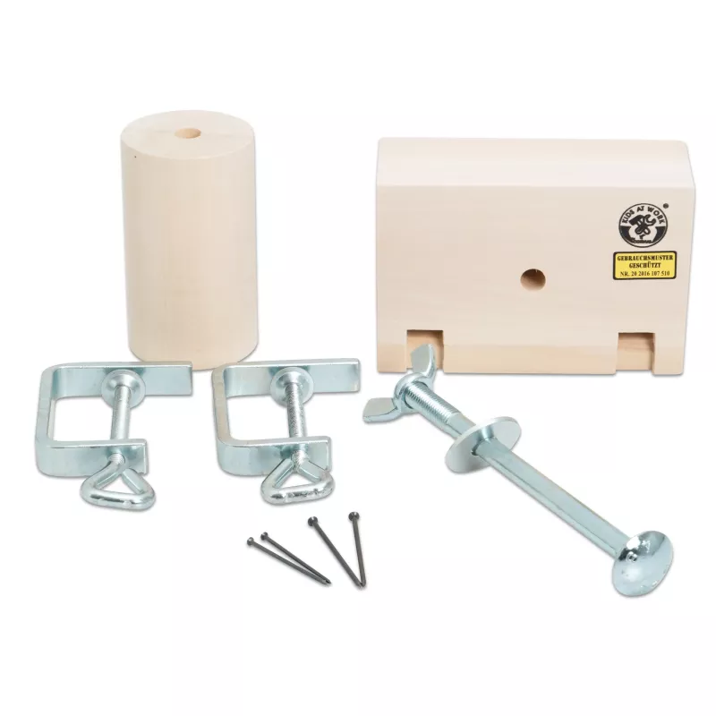 Holzwerkzeug, Klemmvorrichtung, Stempelwerkzeug, Holzbausatz, Metallteile