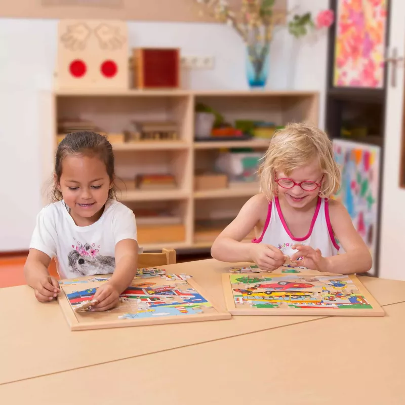 Puzzles, Kinder, Holz, Puzzle-Brett, Bunte Teile