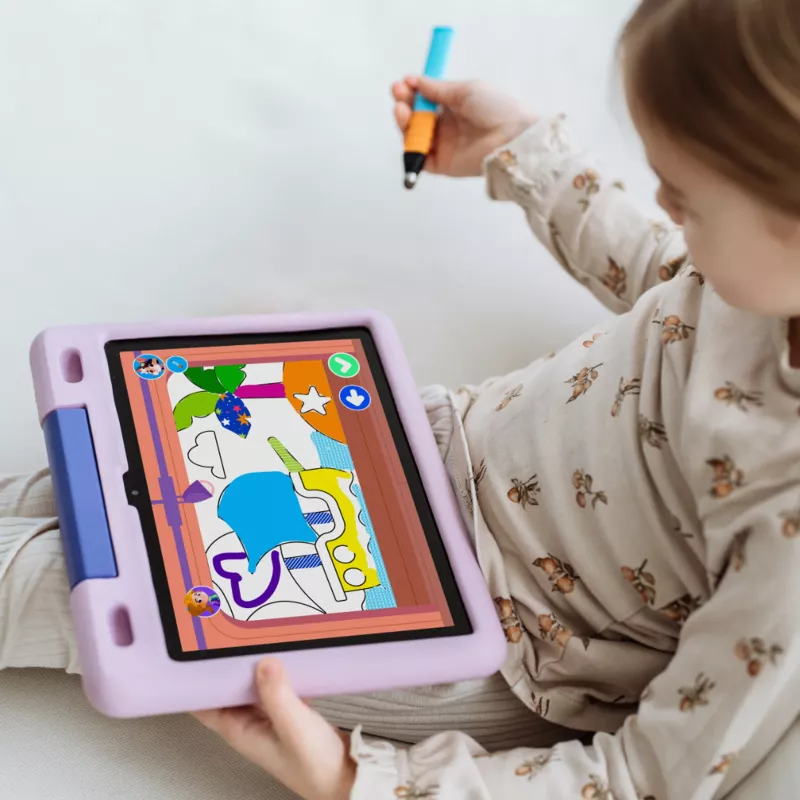tablet, kindertablet, bildungsgerät, bunt, stylus