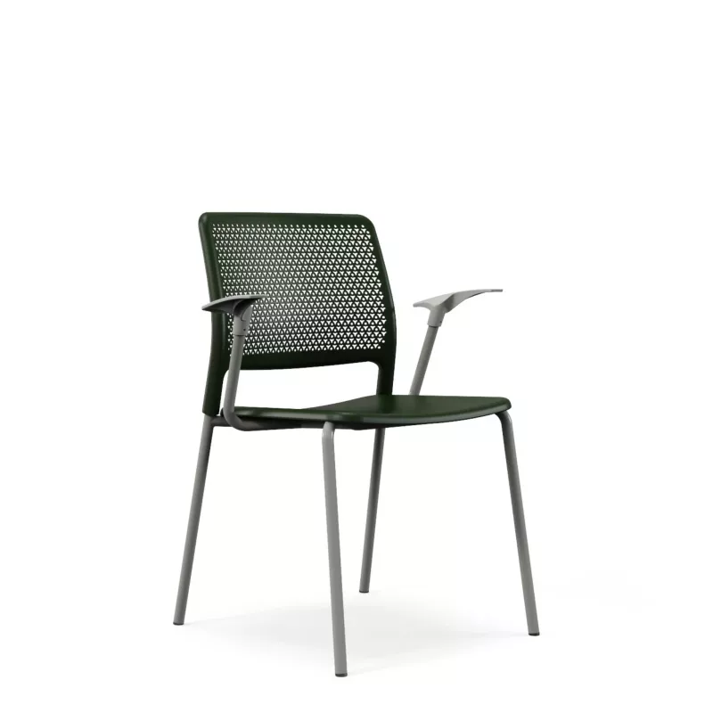 Stuhl, Armliege, Gitterrücken, Grün, Metallbeine