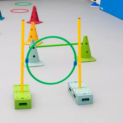 agility obstacle, hurdle set, ring obstacle, colorful cones, training equipment